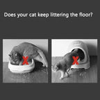 Cat litter box mess solution — avoid floor litter with enclosed litter box for clean pet care