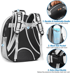 Black pet carrier backpack with mesh pockets, chest buckle, and comfy handle for safe travel