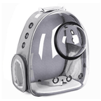 Gray transparent pet carrier backpack with bubble window and mesh ventilation for cats or small dogs