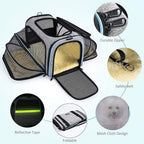 Pet Carrier Airline Approved, Expandable Foldable Soft-Sided Dog Carrier, with 2 Expandable Mesh Windows, Pet Travel Bag