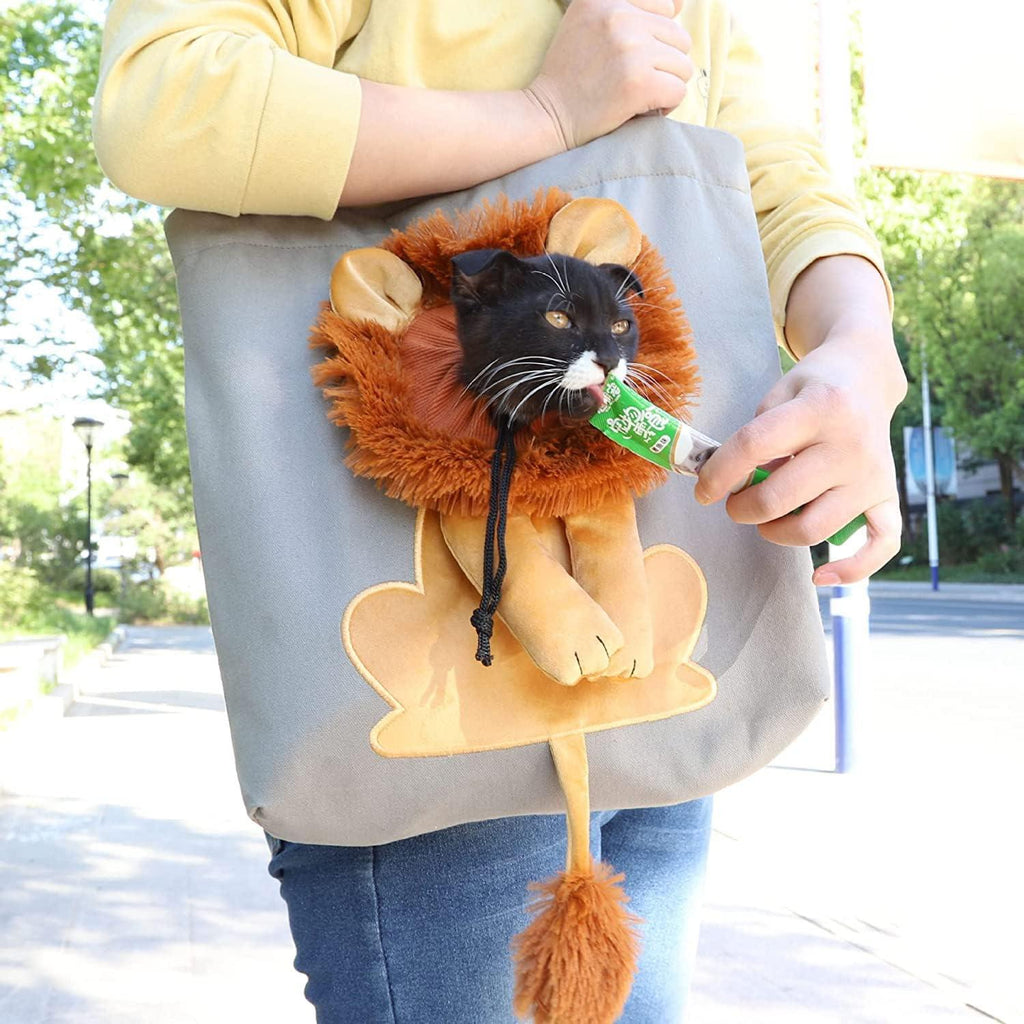 FUNTLY Pet Canvas Shoulder Carrying Bag, Cute Lion-Shaped Bag Cat Carrier, Pet Carrier for Small Dogs and Cats Pet Supplies(B,15.7 x 13.7in)