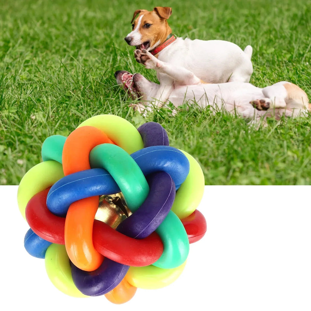 Large and Medium Dogs Rubber Chew Toy Rainbow Ball Colorful Bell Ball Pets 1PCS Diameter 7CM