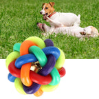 Soft Woven Bell Ball Toy for Pets 1PCS Diameter 9CM for Large Dogs Rubber Chew Toy Rainbow Ball Colorful Bell Ball