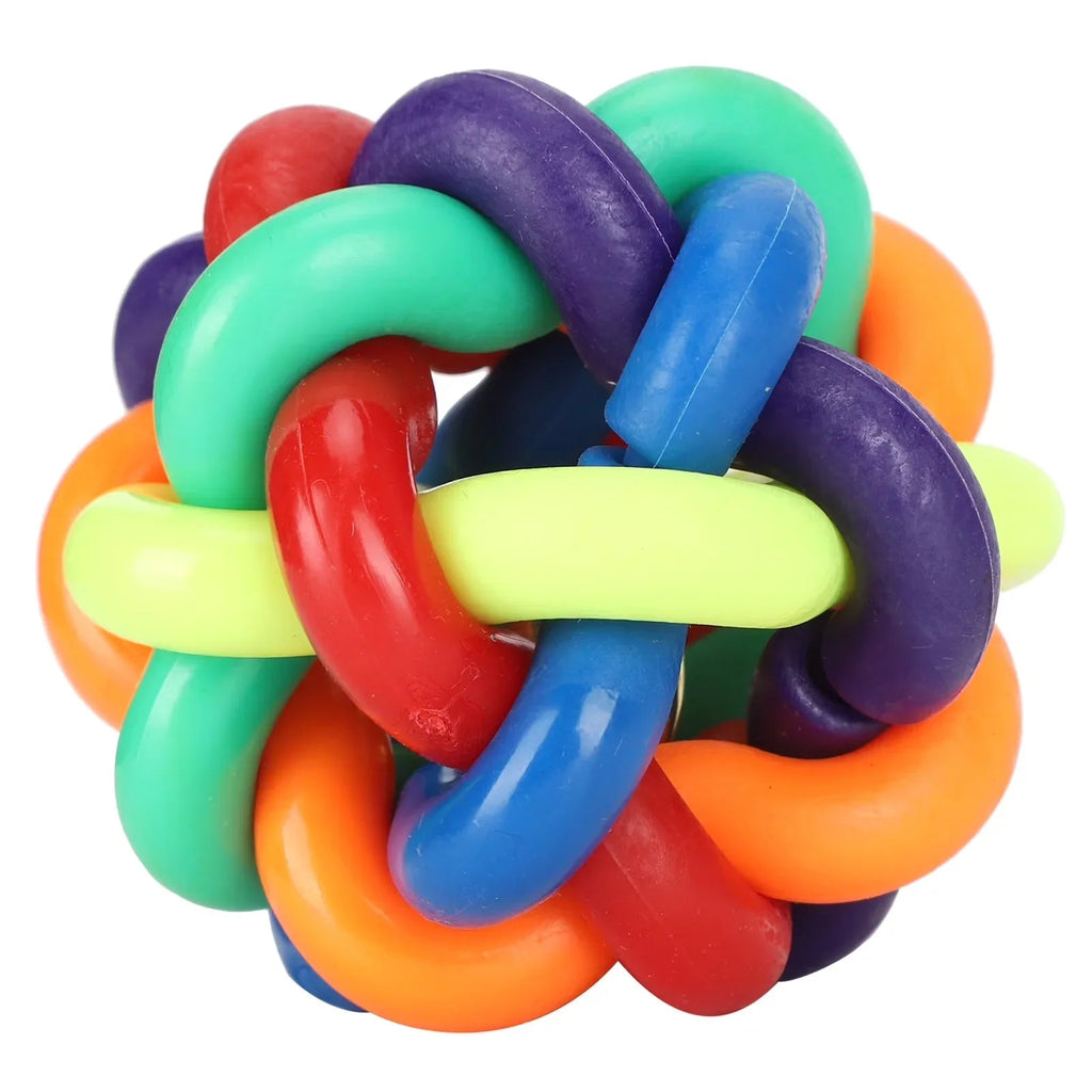 Large and Medium Dogs Rubber Chew Toy Rainbow Ball Colorful Bell Ball Pets 1PCS Diameter 7CM