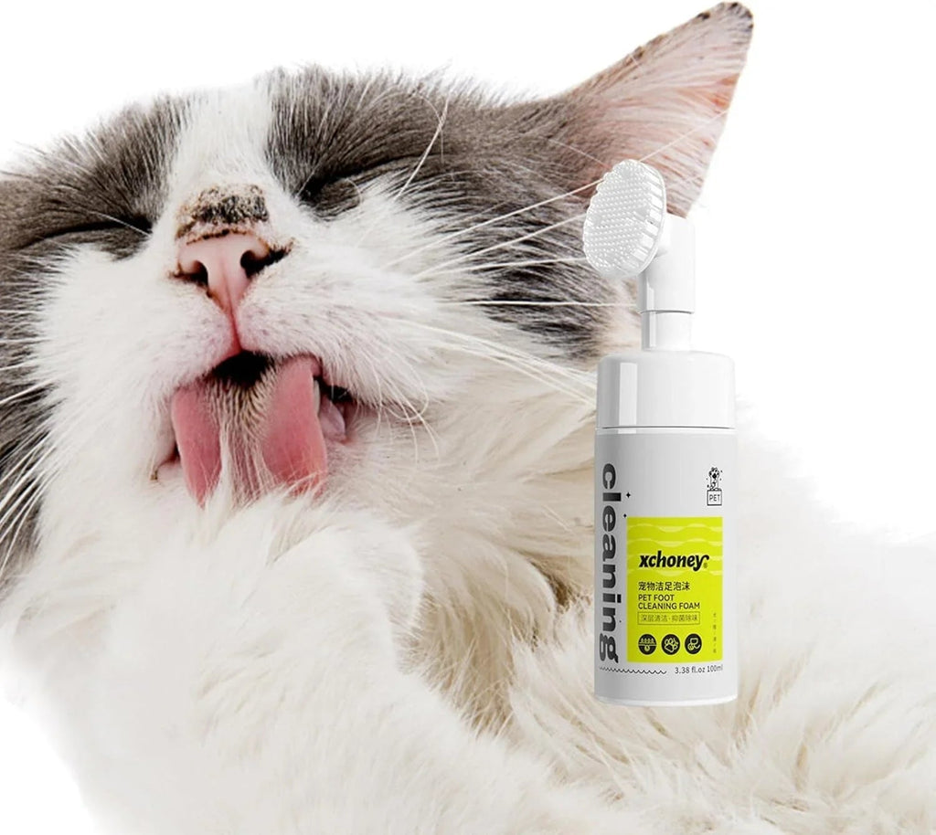 Cat Paw Cleaner | Grooming Cleaner Foaming Pet Feet Cleaner, Safe and Effective Pet Cleaning Supplies with Portable Silicone Brush for Dogs, Kittens, Puppies