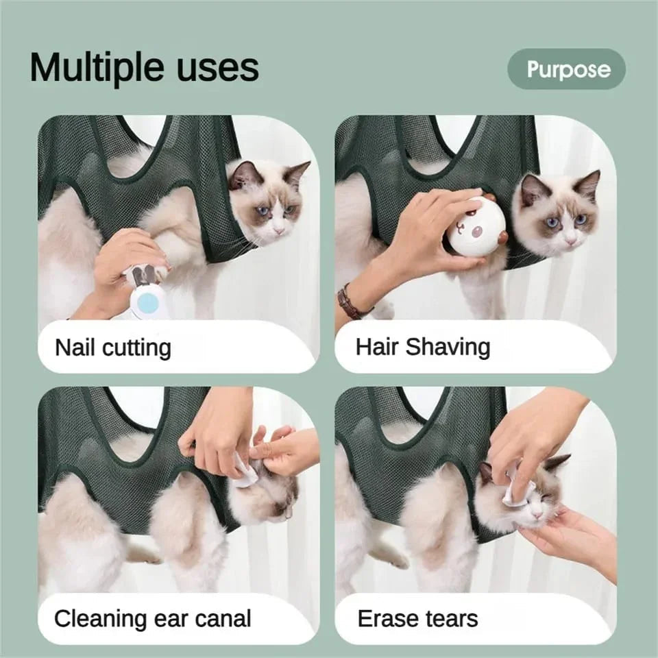 Dog Cat Grooming Bath Bag for Nail Cutting & Anti Scratch Cat Trimming Hammock