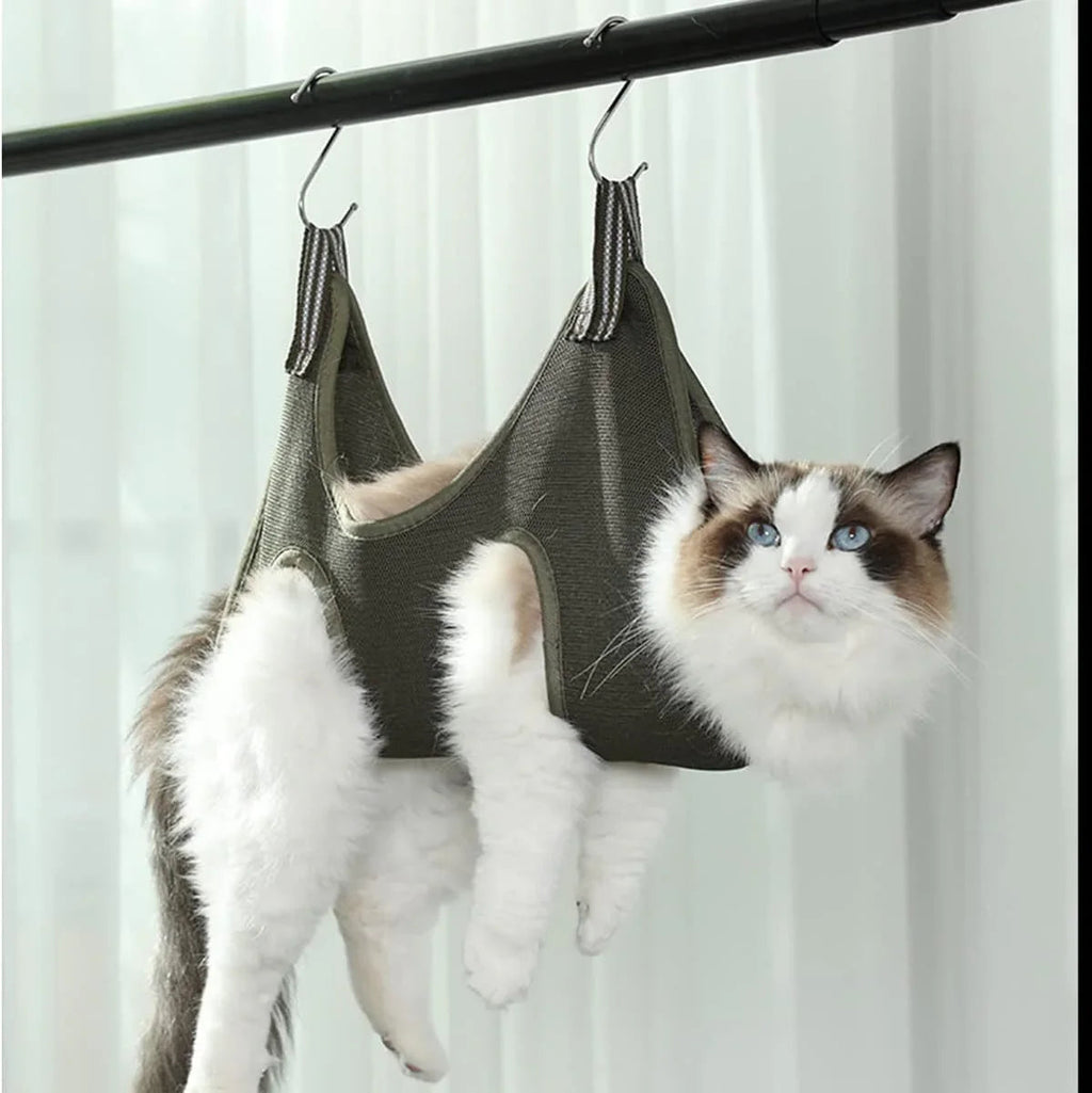 Dog Cat Grooming Bath Bag for Nail Cutting & Anti Scratch Cat Trimming Hammock