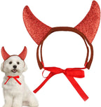 Cat and Dog Devil Horns - Pet Halloween Cosplay Costume - Cute Favors Photography Props, Festive Headgear with Straps for Celebrations