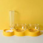 BAGESHWAR Balaji Double Bowl Dog Cat Feeder Auto Removable for Pet Watering Bowl Dispenser Yellow