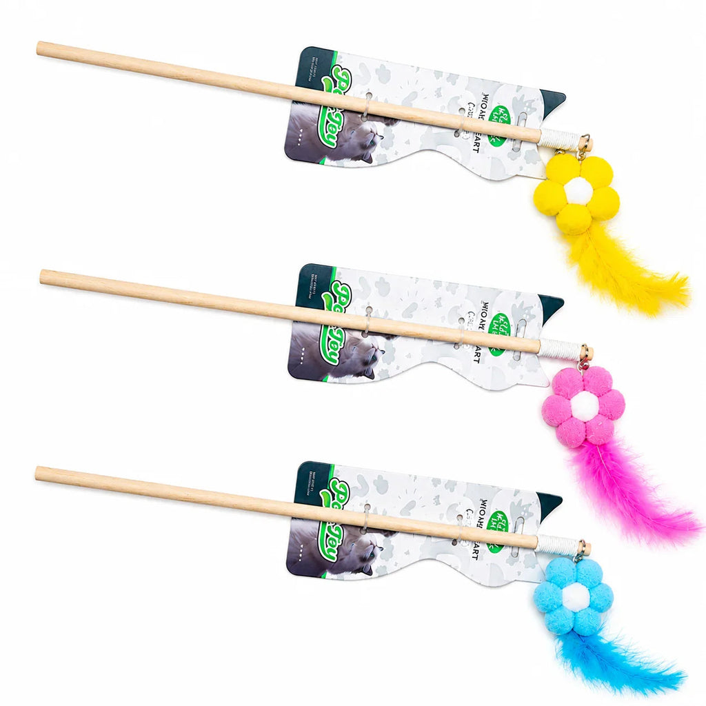 Interactive Feather Flower Cat Wand Toy 1pcs