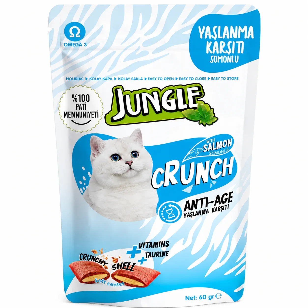 Jungle Crunch Dry Cat Treat Anti Age with Salmon (60gm)