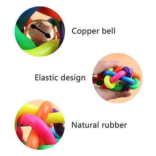 Small and Medium Dogs Rubber Chew Toy Rainbow Ball Colorful Bell Ball Pets 1PCS Diameter 5.5CM