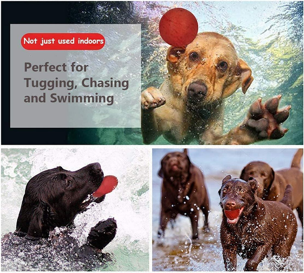 Linian 1 Pcs Dog Ball Rope Pet Rubber Chew Toy Ball with Rope, Interactive Rubber Ball for Catch, Throw(Red) 6.5cm