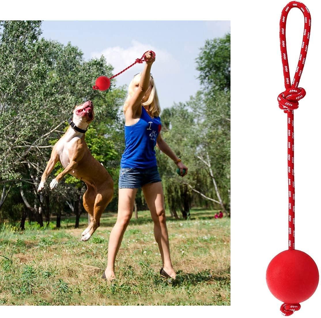 Small Toy Ball Elastic Red Durable Rope Bite Resistance Knot Premium Tug Balls knot Dog Toys Garden Training