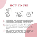 Cat grooming guide: comb, lather shower gel, rinse & dry with hair dryer for pet care