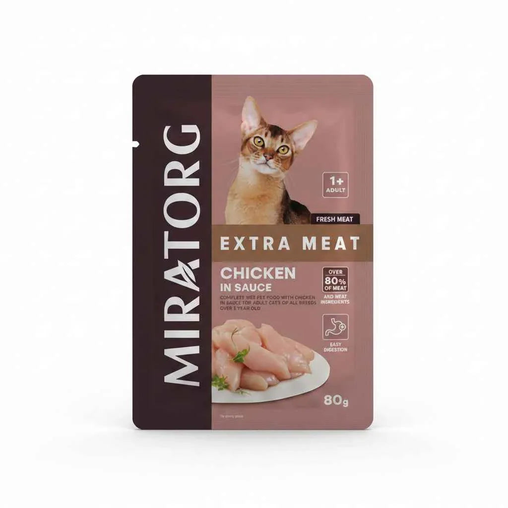 Miratorg Extra Meat with Chicken in Sauce Wet Adult Cat Food 80g
