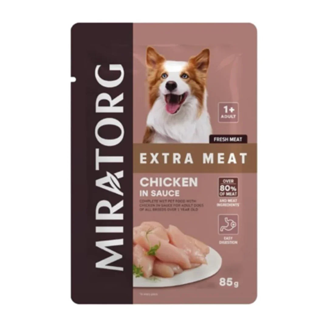 Miratorg EXTRA  MEAT with Chicken in Sauce for All Breed Dog Wet Food - 85G