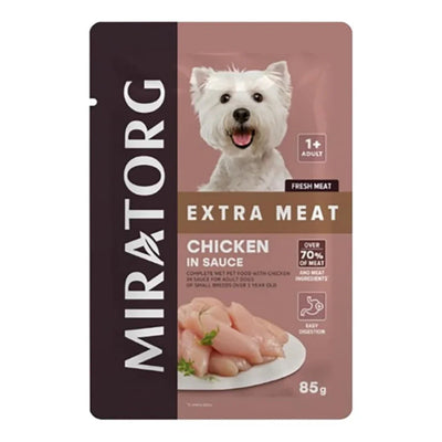 Miratorg EXTRA  MEAT with Chicken in Sauce for Small Breed Dog Wet Food - 85G