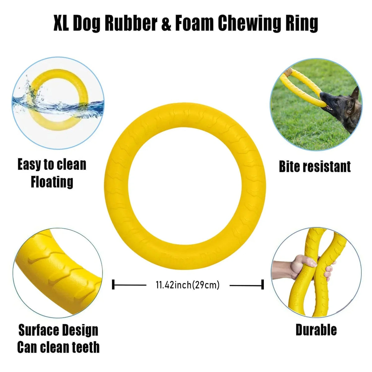 Natural Rubber Ring Dog Chew Toy, Floating Dog Ring Toy for Outdoor Fitness Floating Pull Toy