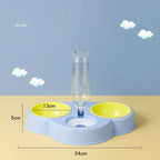 Cat Food and Water Bowl, 3 in 1 Cat Bowl Detachable 15 Degree Slanted Cat Bowls for Pet Swallow
