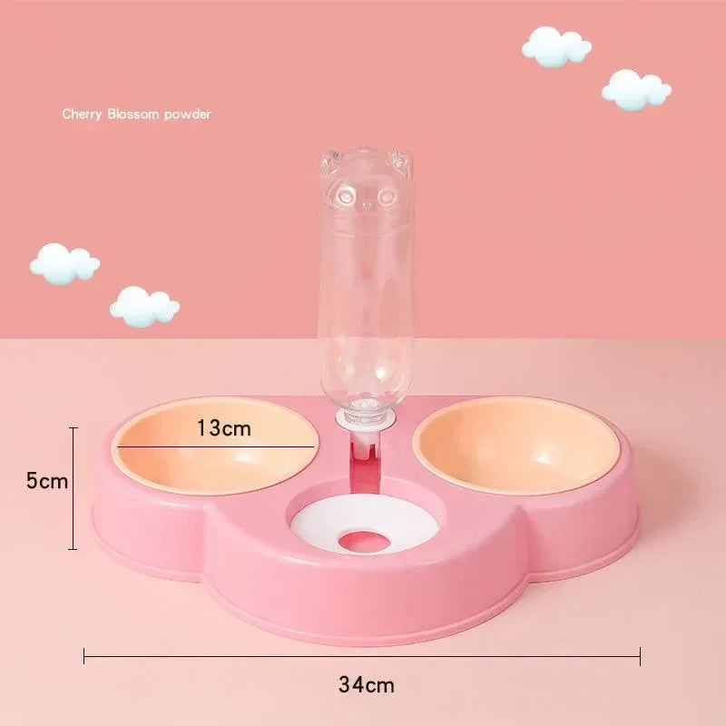 Cat Food and Water Bowl, 3 in 1 Cat Bowl Detachable 15 Degree Slanted Cat Bowls for Pet Swallow