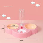 Cat Food and Water Bowl, 3 in 1 Cat Bowl Detachable 15 Degree Slanted Cat Bowls for Pet Swallow