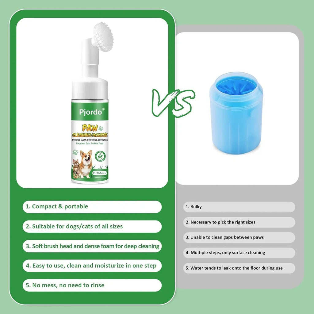 Pet Dog Paw Cleaner Foam, No-Rinse Formula with Soft Bristle Scrubber, Dog Paw Cleaner & Washer for Muddy Paws