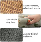 Summer Pet Cooling Mat, Natural Rattan Pet Bed Mat, Pet Cooler, Summer Linen Rattan Mat Nest, Woven Breathable Square Washable Bed with Edge for Dogs Cats