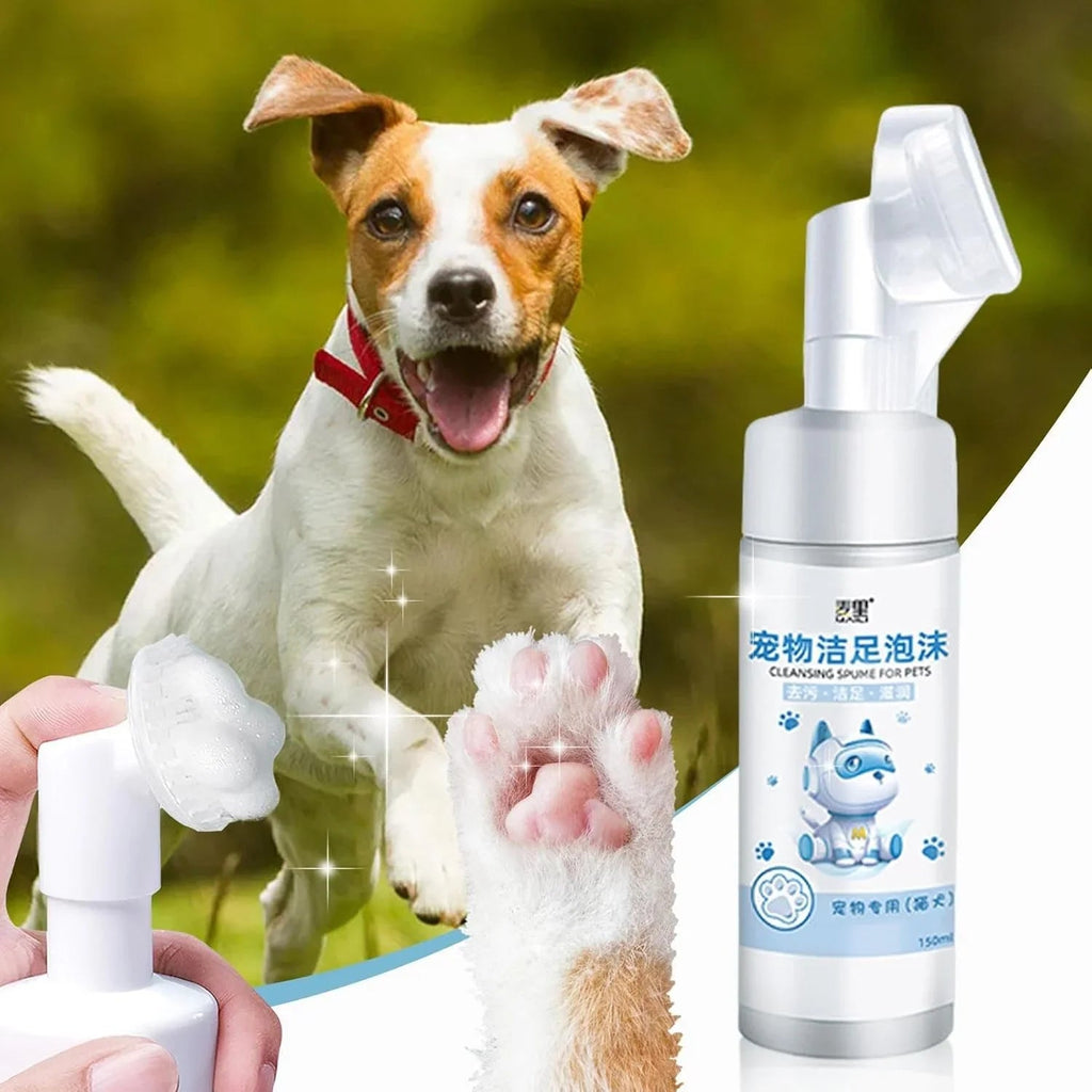 Pet Paw Cleaning Foam - Waterless Shampoo,150ml Paw Cleaner with Soft Silicone Brush, No-Rinse Shampoo for Pets and Dogs Foccar