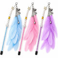 Premium Feather Wand Cat Toy with Bell & Charms