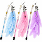 Premium Feather Wand Cat Toy with Bell & Charms
