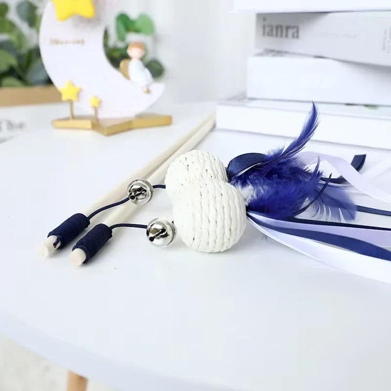 Toys for Pets New Style Blue Cat Teaser Stick Feather Interactive Cat Toys Interactive Movement Toy