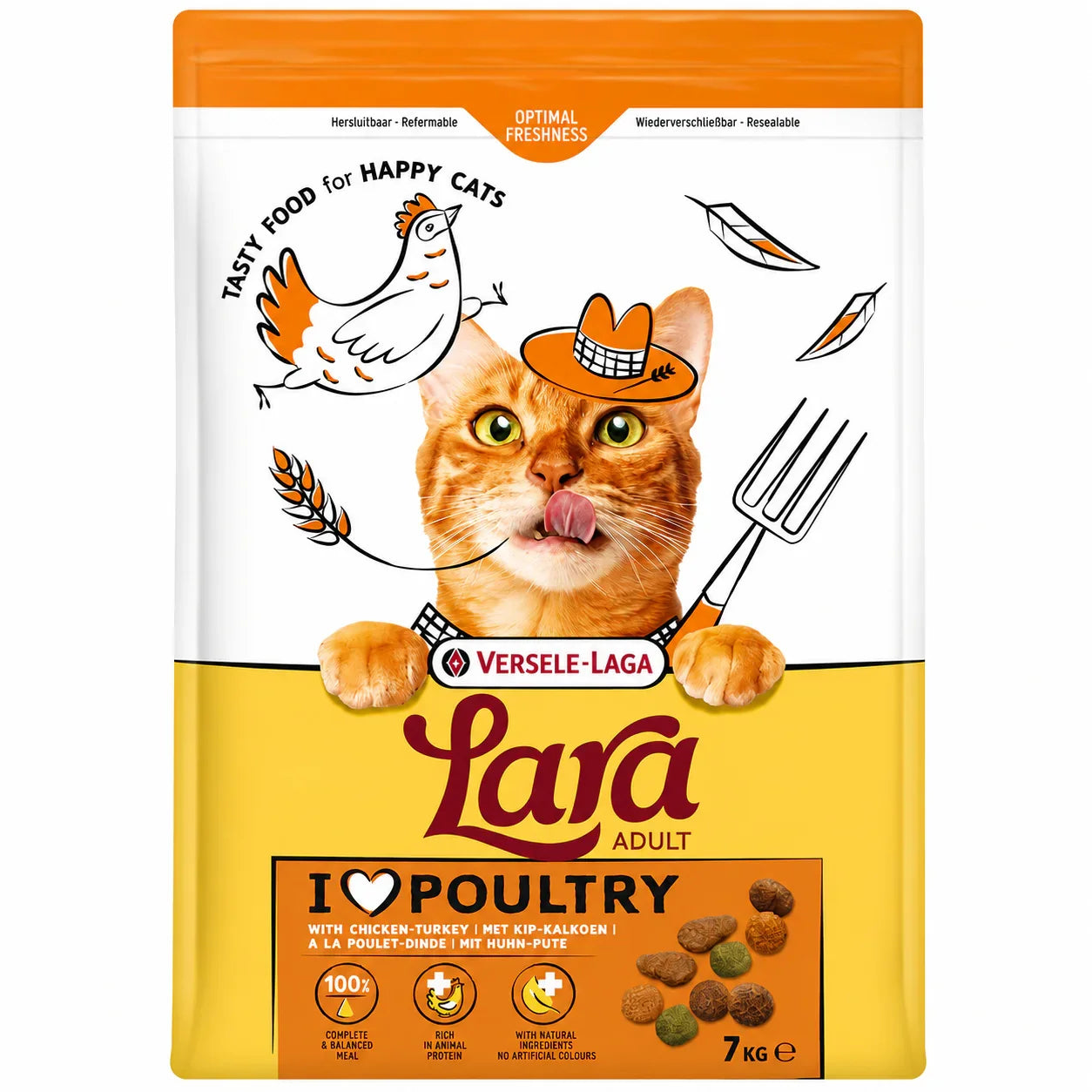 Versele Laga Lara Adult Dry Cat Food Poultry with Chicken Turkey 7kg
