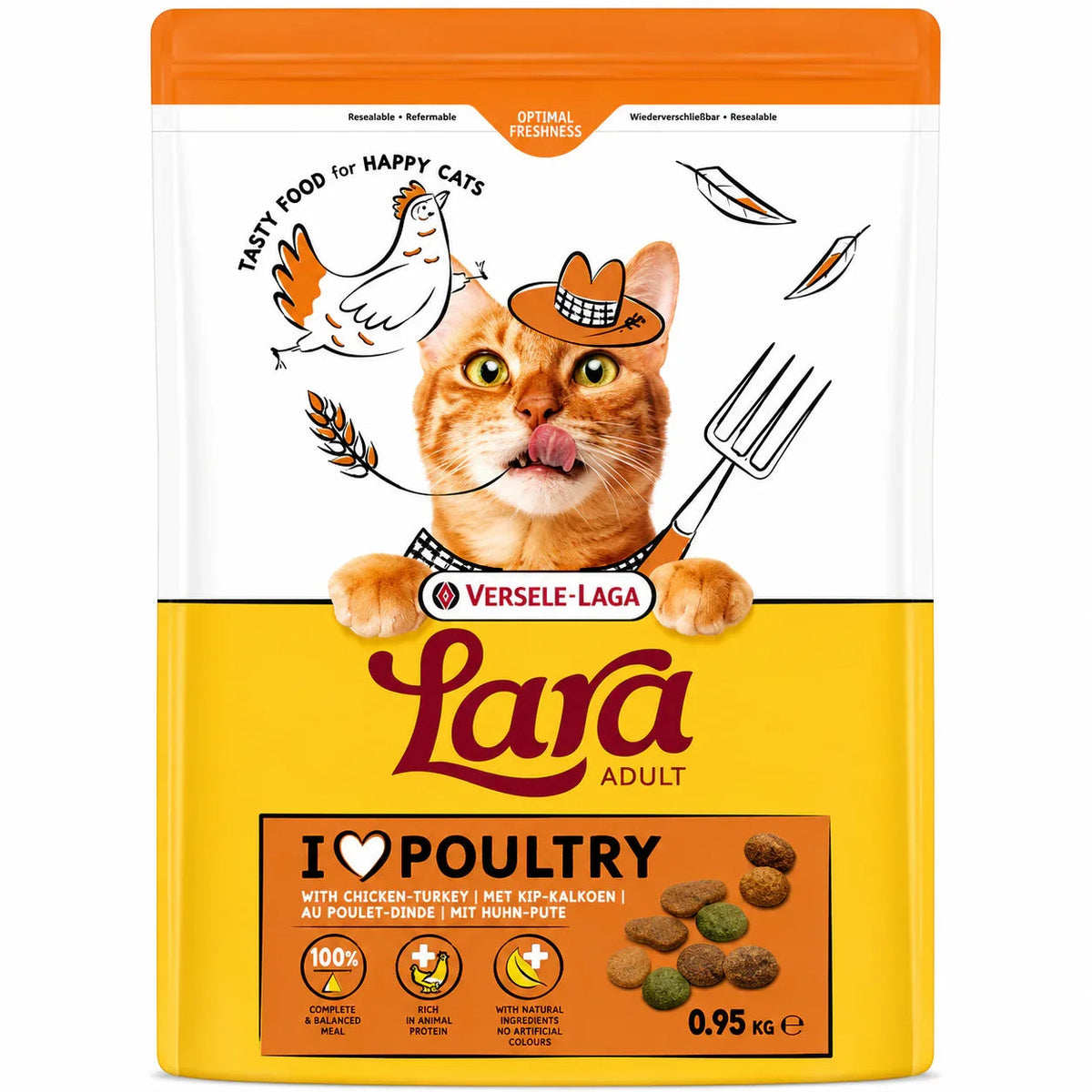 Versele Laga Lara Adult Dry Cat Food Poultry with Chicken Turkey 950gm