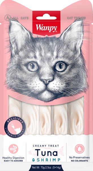 Wanpy Cat Creamy Lickable Treats-Tuna & Shrimp 5×14g