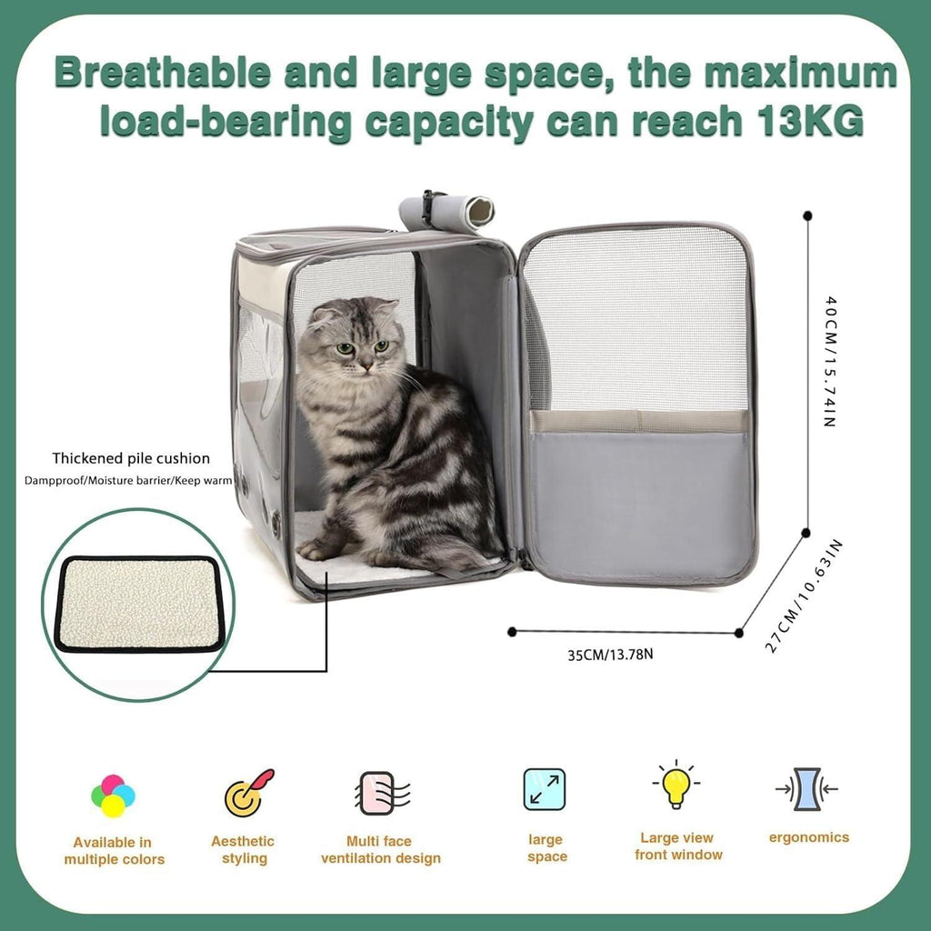 Portable & Durable Spacious Backpack with Transparent Window Carrier Backpack With Inner Safety Leash Cat Bag