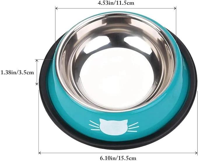 Cat Bowls for Food and Water Cat Dishes Stainless Steel PET Food Bowls 7 oz Anti Slip Metal PET Bowl with Removable Rubber Base 1pcs