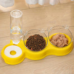 BAGESHWAR Balaji Double Bowl Dog Cat Feeder Auto Removable for Pet Watering Bowl Dispenser Yellow