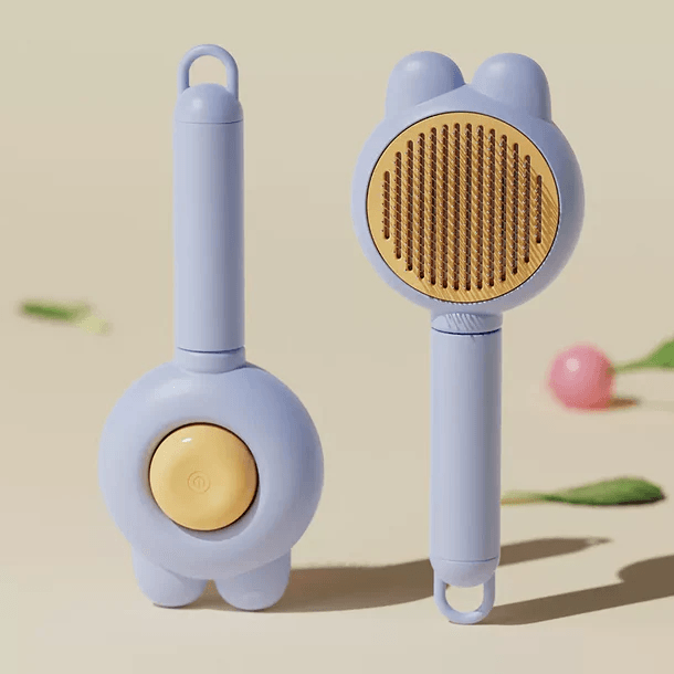 Cute bunny-shaped pet grooming brush with bamboo bristles, ideal for gentle pet care and grooming essentials.