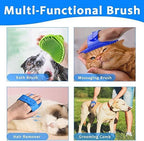 Dog Grooming Brush, Premium Pet Bath Brush, Soothing Massage Rubber Comb, Adjustable Ring Handle, Random Color