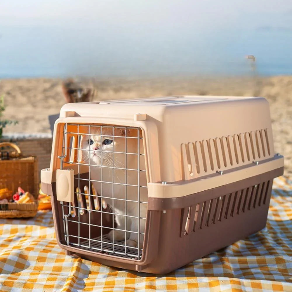 Pet Cat & Dog Carrier Box Large Size - (66*48*53cm) Travel Cage Outdoor Carrier Animal Air Flight Case