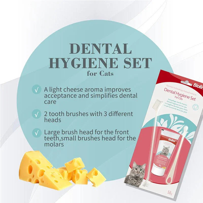 Bioline Dental Hygiene Set for Cats Toothpaste with Toothbrush 50g