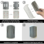 Self Groomer with Catnip Wall Corner Massage Comb Scratcher Grooming Brush Tool for Long & Short Fur Kitten Cats
