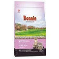 Bonnie Kitten Plus Chicken & Rice dry cat food bag with playful kittens on grassy field