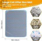 Large cat litter box mat with perforated design, fits clay, tofu, and crystal litter, 24x18 inches
