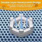 Double layer honeycomb cat litter tray with waste separation design for clean pet care