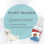 Biolin Puppy Trainer spray for easy potty training with cute white puppy, ideal pet care essential