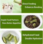 Green cat treats for direct feeding, mixing with dry food, or rehydrating for double hydration