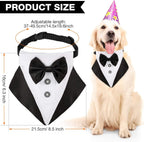 Medium Formal Dog Tuxedo Bandana Dog Wedding Bandana Dog Collar Tie with Bow Tie and Neck Tie Designs Adjustable Collar Formal Tux Dog Bowtie Adjustable Neckerchief