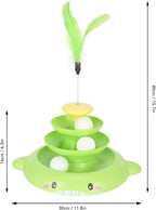 Cat Toy Roller, 3 Levels Turntable Cat Toys Tower Roller Toy with Feather Stick and 3 Balls